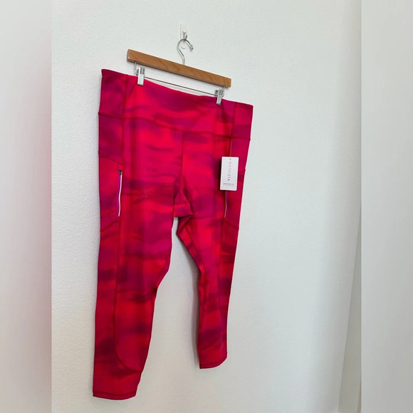 NEW ATHLETA Rainier Printed Pink Athletic‎ Leggings Tight Women's 3X - Picture 2 of 14